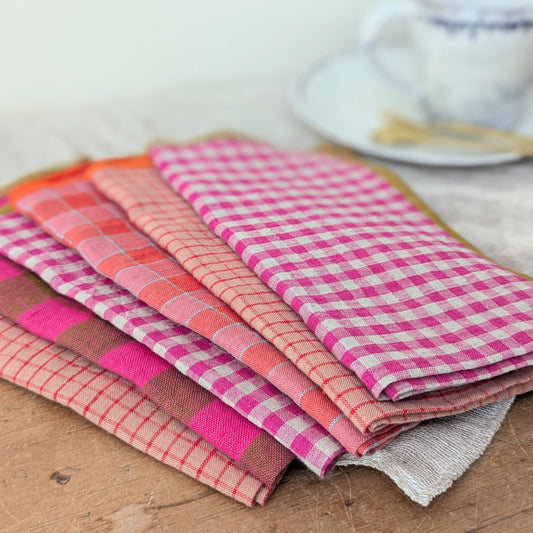 Linen Napkins - Sets of 4 - Pinks, Reds, and Oranges