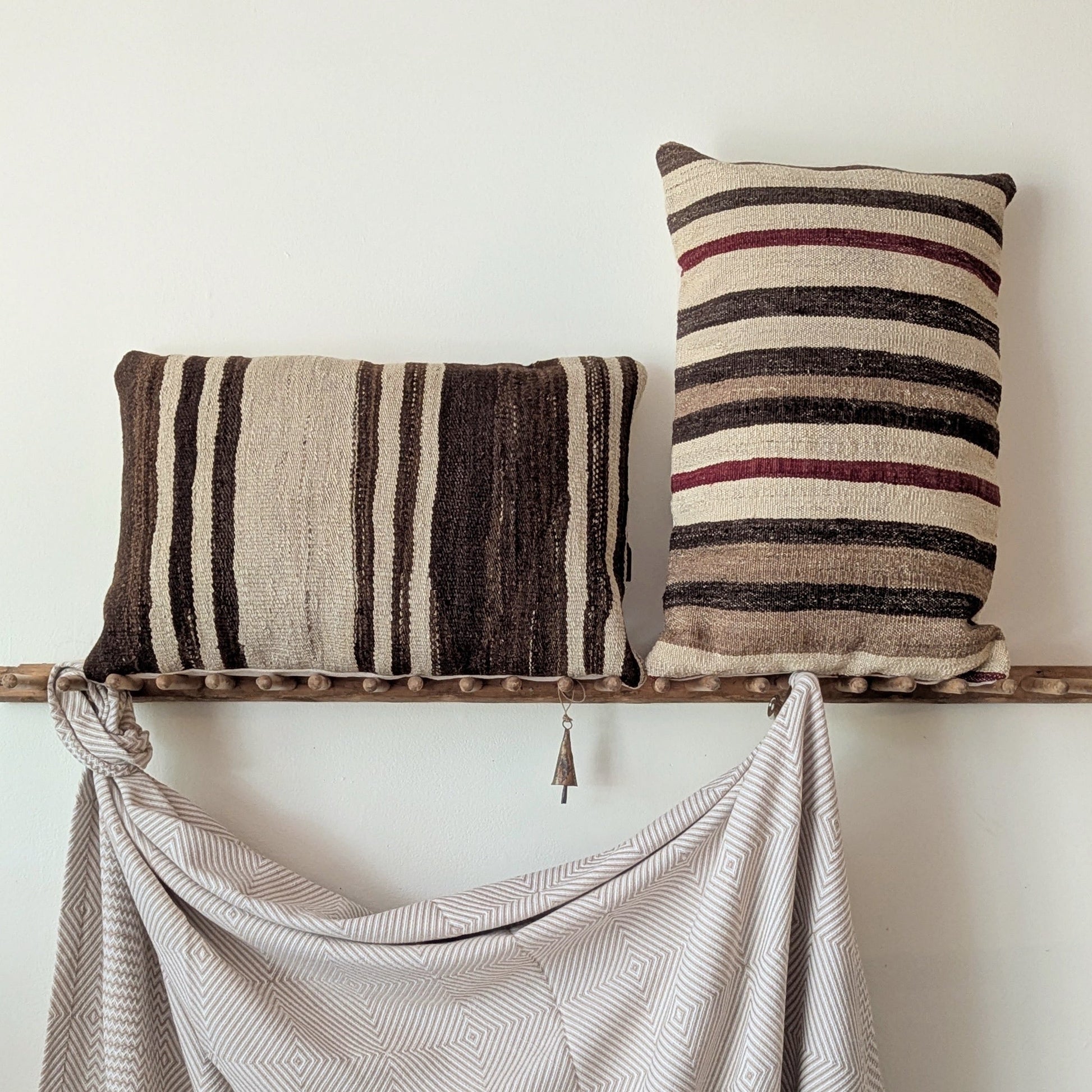 Vintage Striped Turkish Kilim Pillows - 16 x 24"