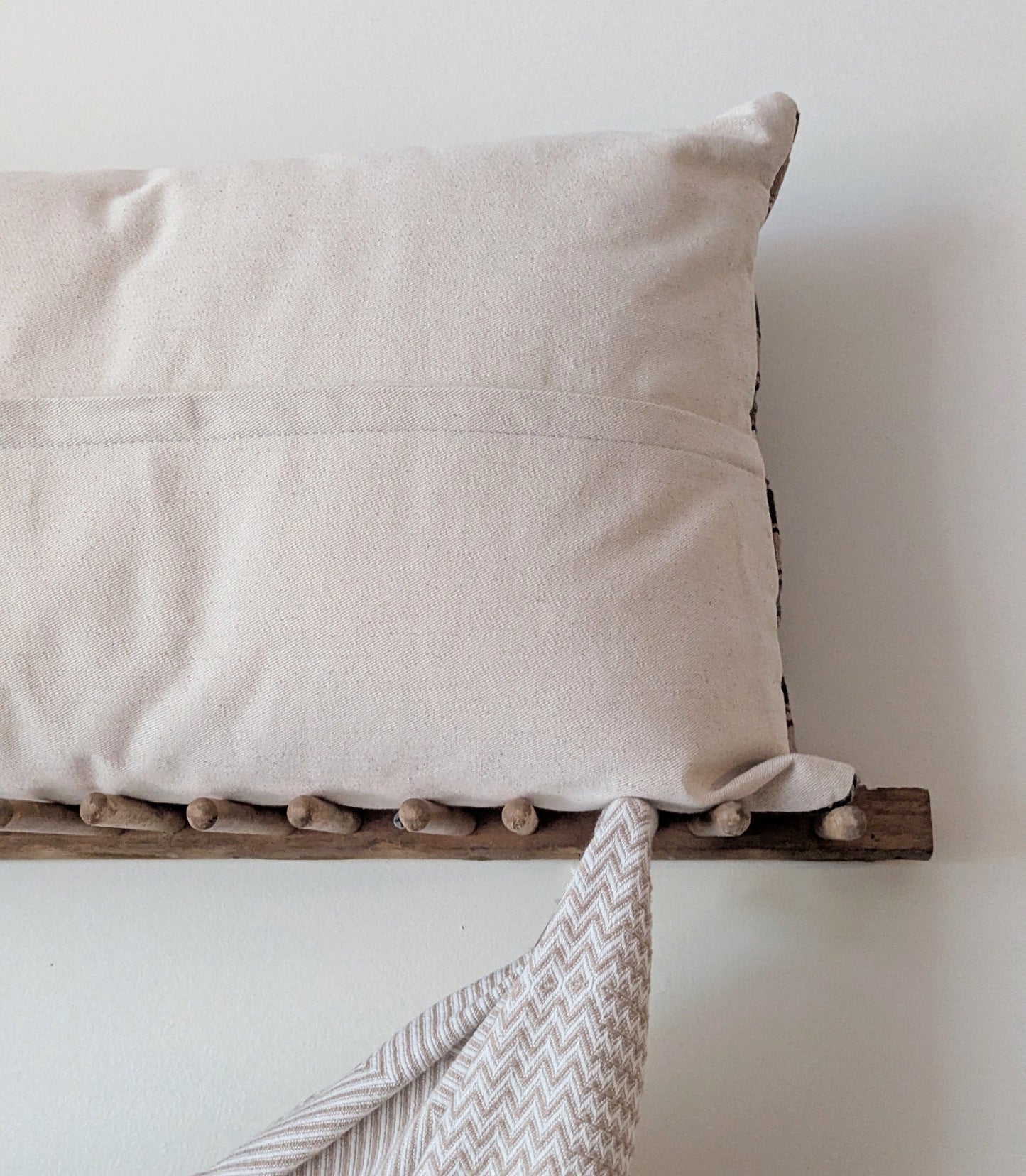 Vintage XL Hemp Turkish Kilim Pillow - Horizontal Stripes