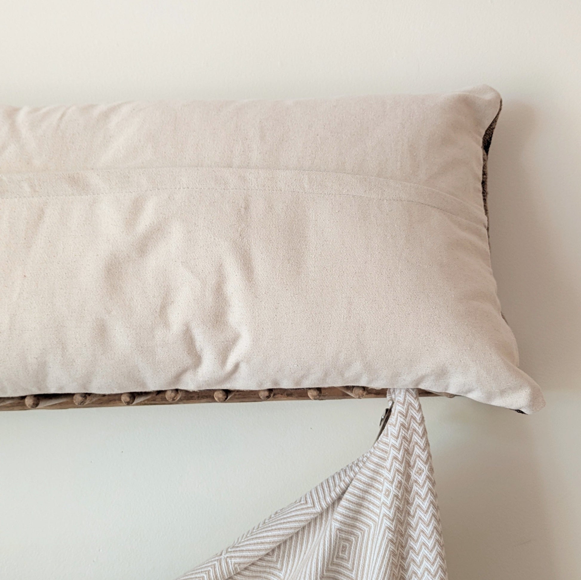 Vintage XL Turkish Kilim Pillow - Brown and Brick Stripes