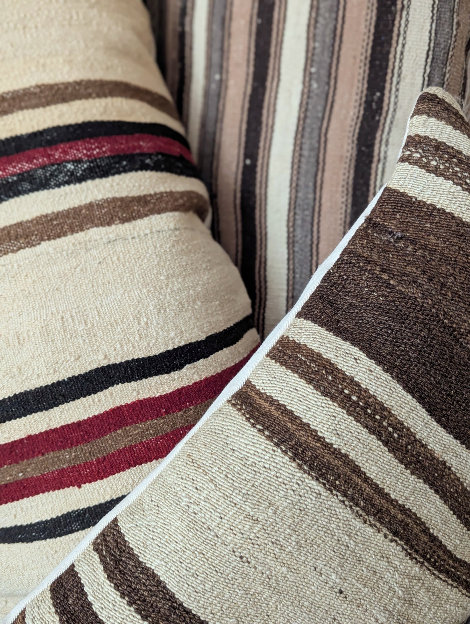 Vintage Striped Turkish Kilim Pillows - 16 x 24"